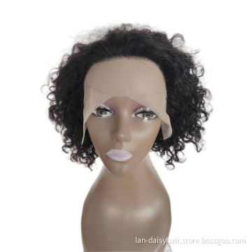 Wholesale wigs 100% human hair 10a Peruvian hair 13*1 water wave kinky curly lace front wig For Women